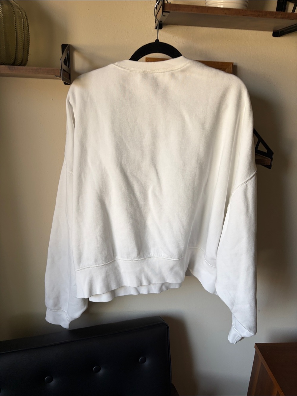 Nike White Crewneck Sweatshirt with Small Black Swoosh - Picture 4 of 5